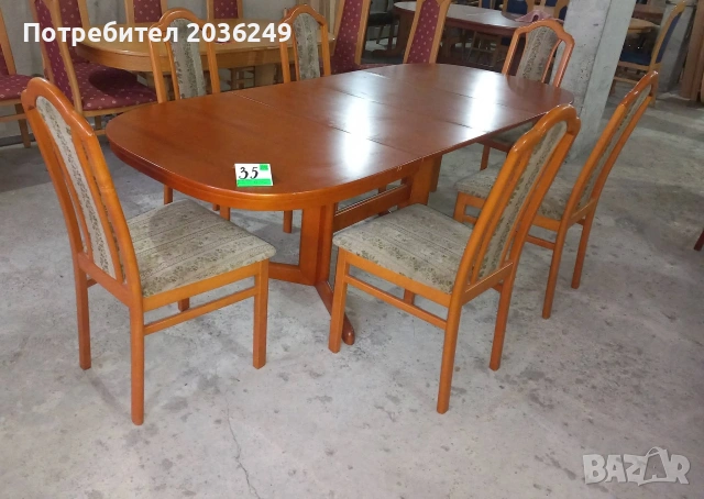 Комплект масивна разтегателна маса с 6 стола- Автомат