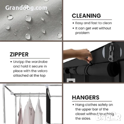 Трикрилен Текстилен Гардероб 170х130х45СМ., снимка 2 - Гардероби - 52185058