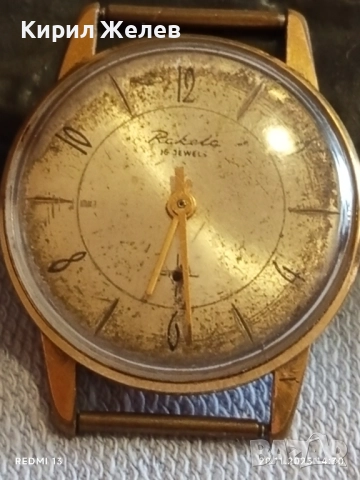 Стар механичен часовник мъжки РАКЕТА СССР 16 камъка позлатен Au за КОЛЕКЦИЯ 52227, снимка 5 - Антикварни и старинни предмети - 52479682