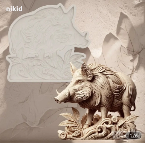 Глиган Диво прасе свиня плитък силиконов молд форма фондан декор украса лов, снимка 2 - Форми - 52145139