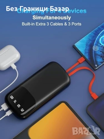 Нова Преносима батерия 48600mAh 22,5W USB-C + 3 порта кабели Power bank, снимка 2 - Външни батерии - 53463830