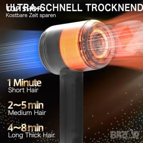 Нов Сешоар Mifasol 1600W Йонизация Бързо Сушене Тих - Черен, снимка 4 - Сешоари - 49427442