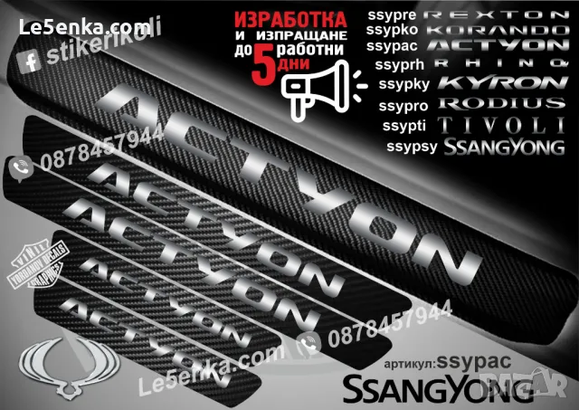 ПРАГОВЕ карбон SsangYong Rexon фолио стикери ssypre, снимка 2 - Аксесоари и консумативи - 43510618