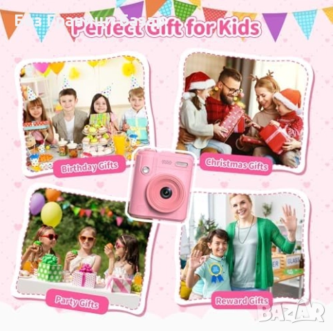 Нов фотопринтер Детска камера с моментен печат 1080P + 32GB + 5 ролки хартия, снимка 7 - Други - 52158381