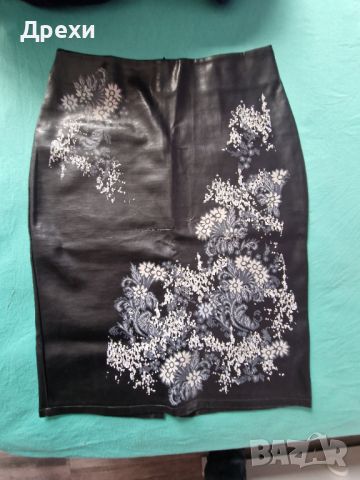 Дълга кожена пола с подарък сатенено потниче, снимка 4 - Поли - 45203100