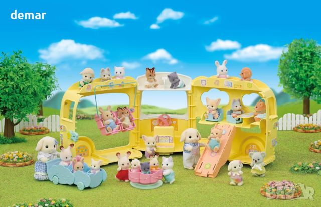 Sylvanian Families Rainbow Fun Nursery Bus триетажно превозно средство, побира до 28 бебета, деца, снимка 6 - Образователни игри - 45297893