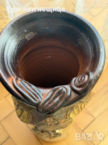 Стара ваза от глинена керамика, снимка 6 - Антикварни и старинни предмети - 53150787
