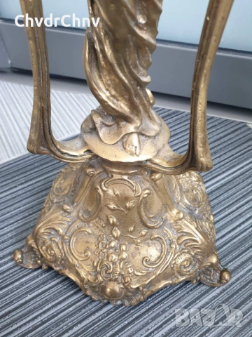 Франция 19ти век/58см-5кг/голям стар настолен бароков бронзов свещник, снимка 14 - Декорация за дома - 54166122