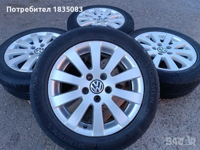 Лети джанти 16ки 5х112 VW + летни гуми 205/55/16 Vredestein, снимка 1 - Гуми и джанти - 48832383