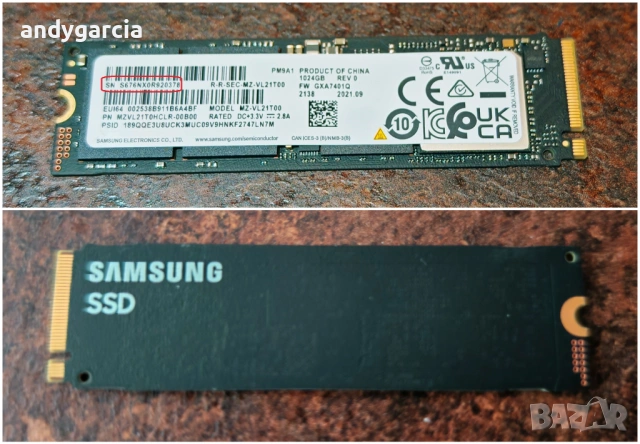  1024GB Samsung EVO 980 Pro OEM 1TB SSD NVMe 7000/5100mb read/write Samsung PM9A1 работил 27 дни , снимка 3 - Твърди дискове - 53902407