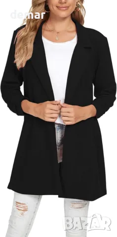 MINTLIMIT Дамско сако с дълъг ревер, вталено, с дълъг ръкав, с едно копче, черно, снимка 3 - Сака - 50035016