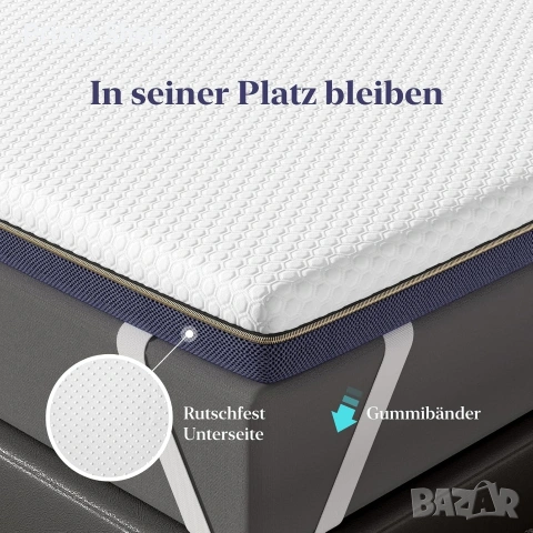 180x200см - Топ матрак BedStory, 7.5 см с мемори пяна и перящ се калъф , снимка 5 - Матраци - 53749929