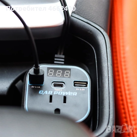 Инвертор преобразувател за захранване,адаптер за зарядно за кола с 3.0A двоен USB и Type-C,12V/24V к, снимка 3 - Оригинални зарядни - 52563353