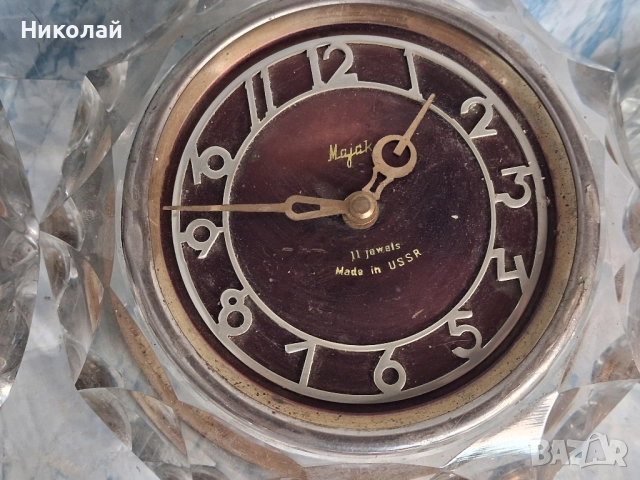 Съветски настолен часовник Маяк Кристал за Части Ремонт, снимка 4 - Колекции - 52389091