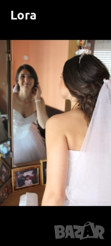 Сватбена рокля с корсет от мъниста и цялата в брукат, снимка 8 - Рокли - 52741483