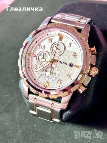 Оригинален часовник Fossil  с PVD позлата на безела и веригата., снимка 2 - Колекции - 53169214