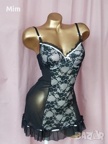 Hunkemoller 75 D Черна дантелена рокля/ нощница/