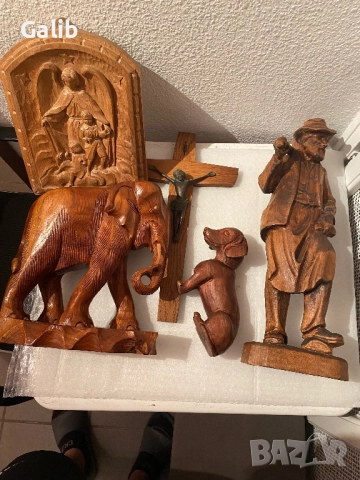Дърворезба, ръчна изработка Слон, Куче, Ангел пазител, Кръст, Мъж с чук