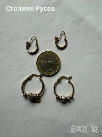 4.68гр 0912    златни обеци / златно  / злато / GOLD 585 / 14 карата 142 лв за грам -4 броя обеци от, снимка 2 - Обеци - 52706787