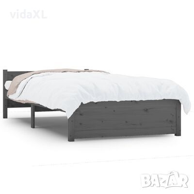 vidaXL Рамка за легло, сива, дърво масив, 75x190 см, Small Single*SKU:815006