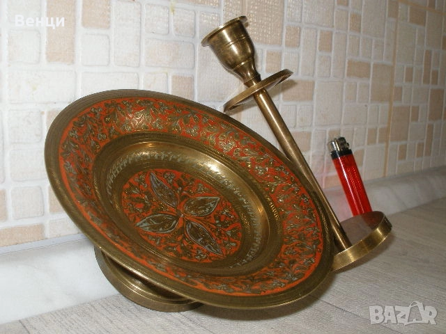 Купа Свещник-Месинг, снимка 11 - Антикварни и старинни предмети - 52048514