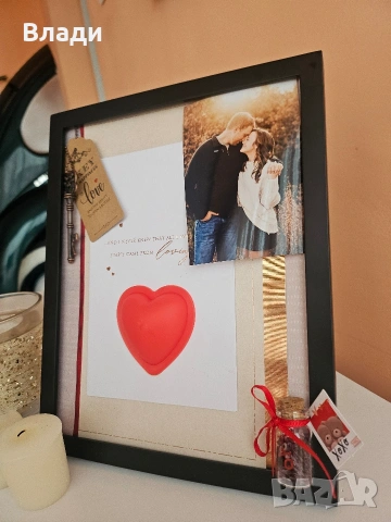 ръчно изработена 3д рамка подарък за Св.Валентин , снимка 3 - Декорация за дома - 53306333