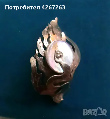 3D сребриста брошка със седеф, снимка 1 - Други - 48452665