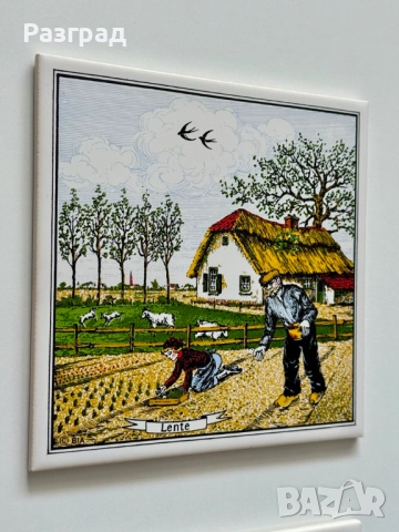 Винтидж стенна декорация плочки със сезони, снимка 4 - Декорация за дома - 51677353