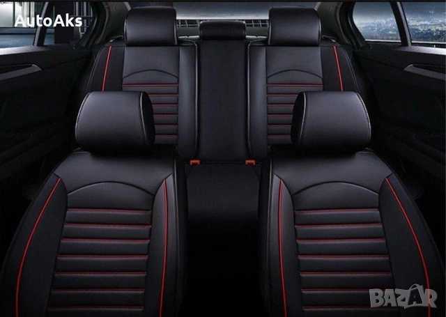 Комплект луксозна тапицерия - черна с червен кант, снимка 2 - Аксесоари и консумативи - 54009762