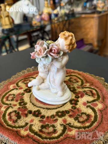 Порцеланова фигура ХЕРУВИМИ с букет от рози Karl Ens. №7906, снимка 3 - Колекции - 53663882