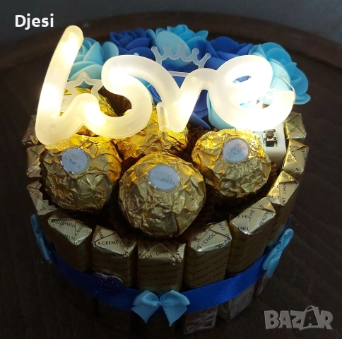 Подарък с бонбони и светещ надпис "Love", снимка 4 - Други - 53232203