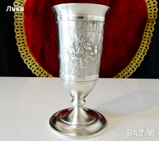 Чаша от калай за вино,изба,сватба,кръчма. , снимка 8 - Антикварни и старинни предмети - 51895027