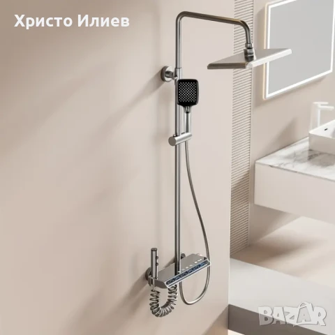 Душ система със светещ смесител Лед LED дисплей 4 функции бутони функция дъжд, снимка 9 - Смесители - 51417362