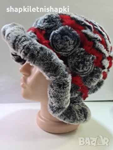 Дамска шапка лукс, тип ушанка Чинчила - 118, снимка 3 - Шапки - 52225805