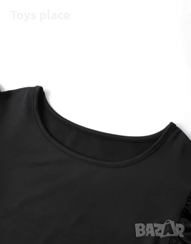 Боди с големи бухнали шифонени рамене, снимка 2 - Корсети, бюстиета, топове - 51773034