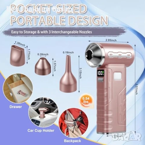 Нов Мини блоуър за флуид арт акрил с 5 степени и студен въздух 3 дюзи, снимка 3 - Други - 53010066