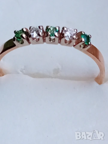 Руски златен пръстен с изумруди и брилянти