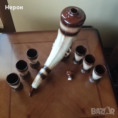 Сервиз за ракия керамичен ,декантер, снимка 10 - Сервизи - 52508458