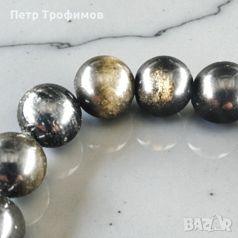 Гривна с ластик от черен оникс, снимка 2 - Гривни - 53323960