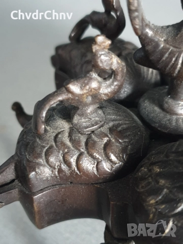 Kankavati Tilak/Индия 19ти век/стар индийски ритуален бронзов съд-кутийка за подправки, снимка 6 - Други ценни предмети - 52897521