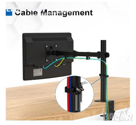 Стойка за монитор за бюро GRIFEMA GB2001-1, регулируемо рамо, за монитори за 13" до 32", до 10 кг, снимка 7 - Монитори - 46749025