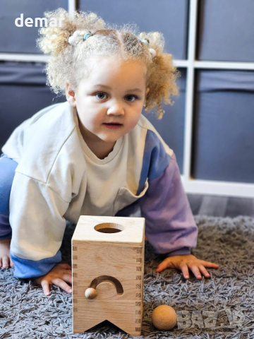  Дървена кутия за сортиране образователна играчка Монтесори за малки деца, снимка 6 - Образователни игри - 44975765