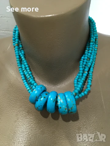 Ефектно колие в тюркоаз цвят, снимка 2 - Колиета, медальони, синджири - 50837900
