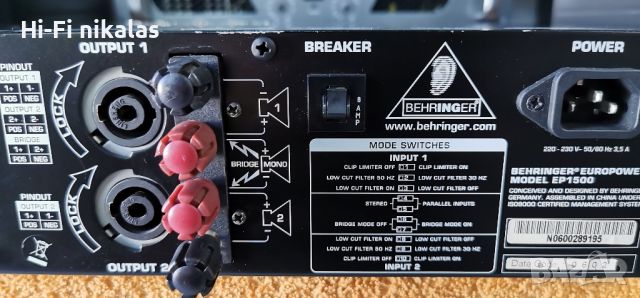 професионално стъпало усилвател Behringer EP 1500, снимка 7 - Ресийвъри, усилватели, смесителни пултове - 45095322