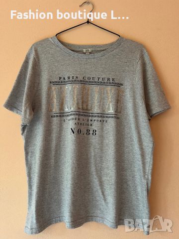 River Island Сива тениска с щампа 42 размер 50% памук 🩶, снимка 1 - Тениски - 45421993