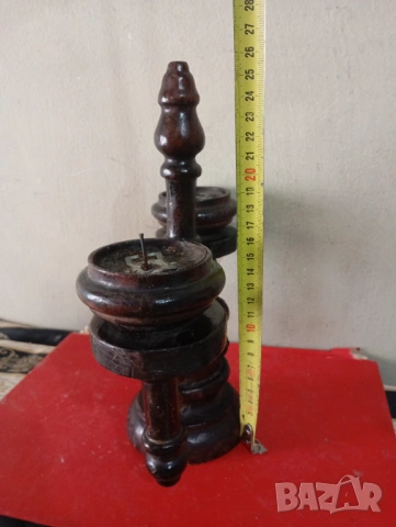 Винтидж дървен свещник, снимка 3 - Други ценни предмети - 54266783