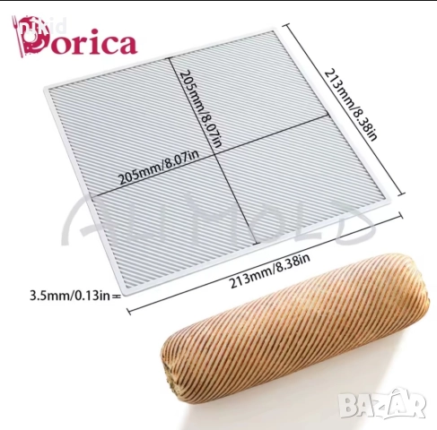 Тесни редове наклонени голяма релефна подложка текстурна силиконов молд форма фондан шоколад руло