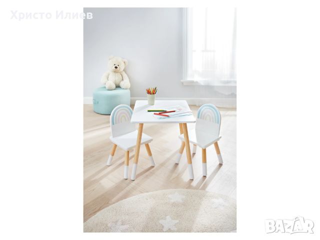 Детска дървена маса и 2 стола комплект Livarno , снимка 3 - Мебели за детската стая - 45302595