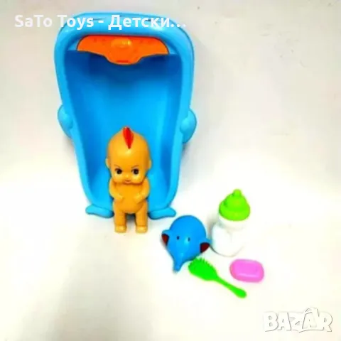 Комплект за деца - Кукла с бебешка вана и аксесоари за баня, снимка 4 - Кукли - 49908982