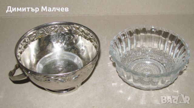 Бонбониера 1930-те г. никелиран месинг и стъкло, почти отлична, снимка 5 - Антикварни и старинни предмети - 46228035